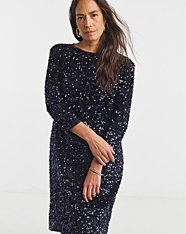 Bow Back Velvet Sequin Shift Dress