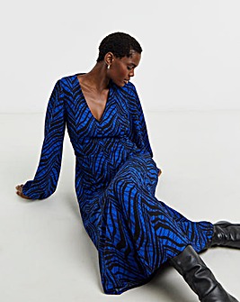 Long Sleeve Textured Jersey Dress