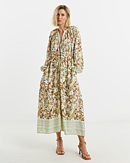 Border Print Spun Dress