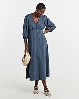 Stripe Button Detail Tea Dress