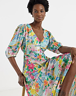 Printed Linen Tea Dress