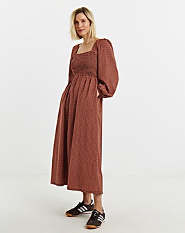 Textured Jersey Shirred Dress