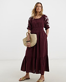 Pure Cotton Embroidered Smock Dress