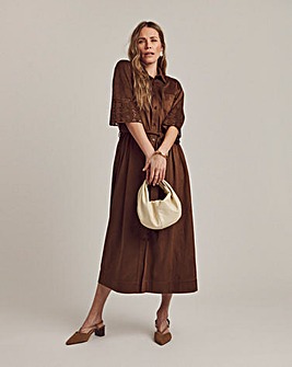 Anthology Faux Suede Cutwork Shirt Dress