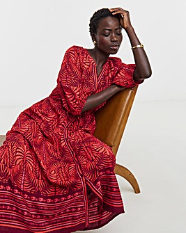 Border Print Maxi Dress