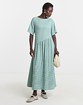 Gingham Asym Drop Waist Maxi Dress