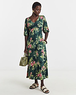 Puff Sleeve Soft Touch Jersey Dress