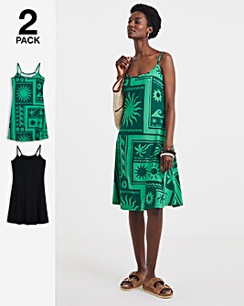 2 Pack Strappy Cami Dress