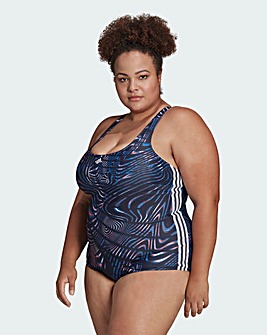 adidas Print 3 Stripe Swimsuit