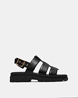 Clarks Black Orinoco3 Strap Leather Sandals - Wide Fit (E)