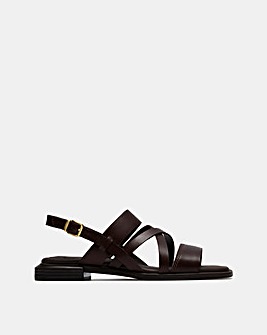 Clarks Dark Brown Ariany Strap Leather Sandals - Standard Fit (D)