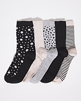 5 Pack Ankle Socks- Wide Fit