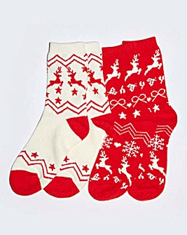 Boux Avenue 2Pack Winter Cosy Reindeer Ankle Socks
