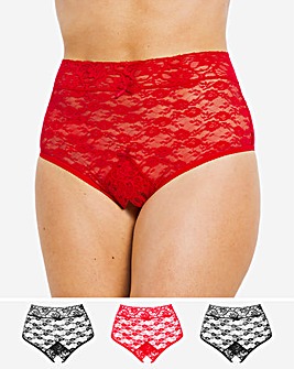 Simply Be 3pk High Waist Crotchless Lace Brief