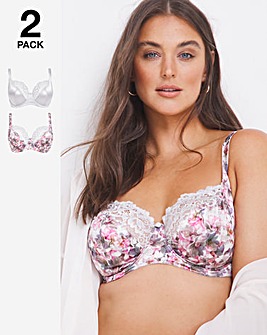 Pretty Secrets Laura 2 Pack Grey/Grey Floral Full Cup Wired Bras