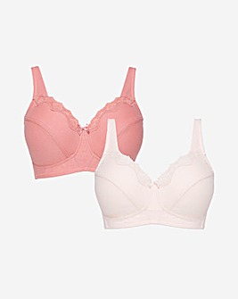 Pretty Secrets 2 Pack Sarah Dusky Pink/Blush Full Cup Non Wired Bras