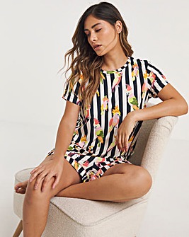 Chelsea Peers Jersey Cockatoo Stripe Tee and Shorts Pyjama Set