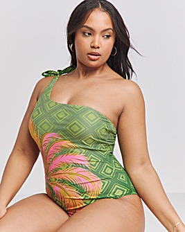 Chelsea Peers One Shoulder Palm Print Swimsuit