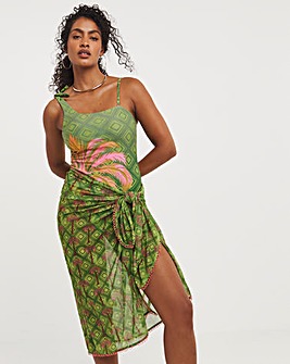 Chelsea Peers Tie Waist Palm Print Midi Sarong