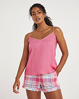 Cyberjammies Woven Cami and Check Shorts Pyjama Set