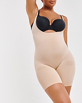 Spanx Everyday Seamless Medium Control Open Bust Bodysuit Soft Nude