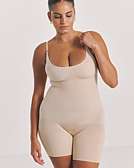 Spanx Everyday Seamless Medium Control Open Bust Bodysuit Soft Nude