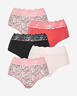 5 Pack Lace Top Full Fit Briefs