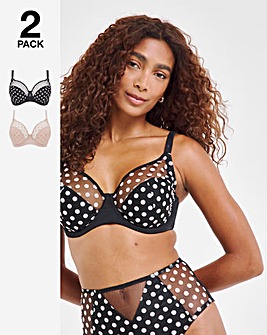 Pretty Secrets 2 Pack Everyday Hannah Spot Mesh Full Cup Bras B-G