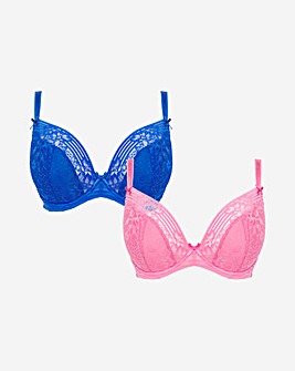 2 Pack Everyday Lace Padded Plunge Bras