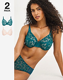 2 Pack Lesley Everyday Embroidered Full Cup Bras