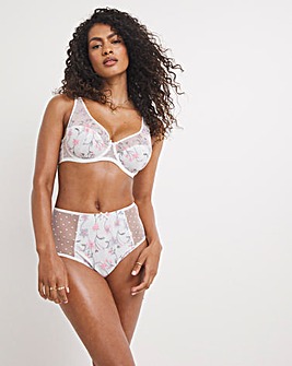 Amy Floral Embroidery & Spot Mesh Full Cup Bra