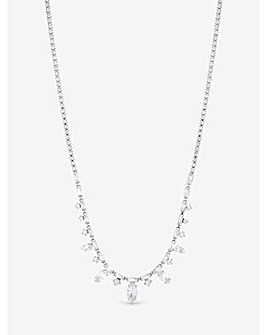 Jon Richard Rhodium Plated Cubic Zirconia Navette Stone Drop Necklace
