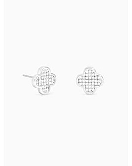 Jon Richard Rhodium Plated Micro Pave Stud Earrings