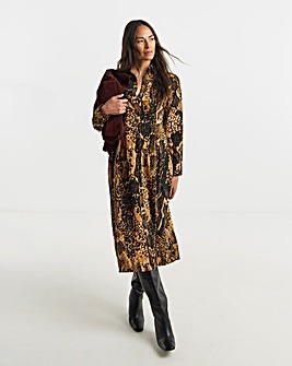 Printed Corset Midi Shirt Dress