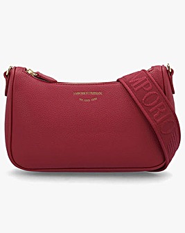 Emporio Armani Lilly Red Pebbled Baguette Bag