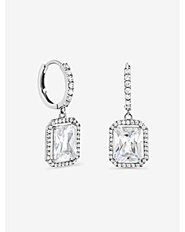 Jon Richard Silver Plated Cubic Zirconia Charm Huggie Hoop Earrings