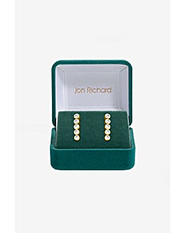 Jon Richard 14K Gold Plated and Crystal Cubic Zirconia Tennis Earrings -Gift Box