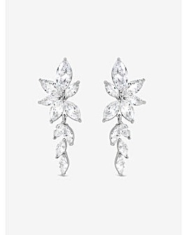Jon Richard Rhodium Plated Crystal Leaf Drop Earrings