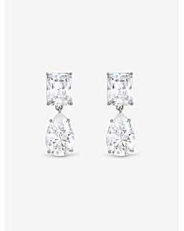 Jon Richard Rhodium Plated Mixed Stone Drop Earrings