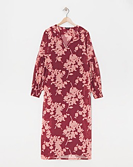 Frill Collar Printed Maxi Dress