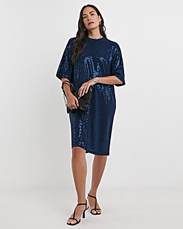 Short Sleeve Sparkle T-Shirt Dress