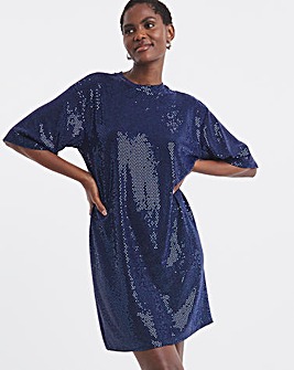 Short Sleeve Sparkle T-Shirt Dress