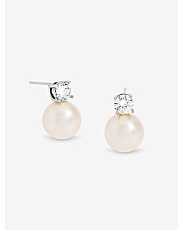 Jon Richard Rhodium Plated Pearl and Crystal Earrings