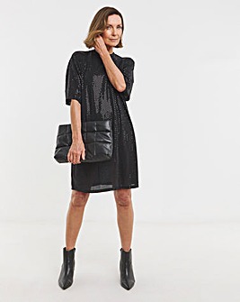 Short Sleeve Sparkle T-Shirt Dress