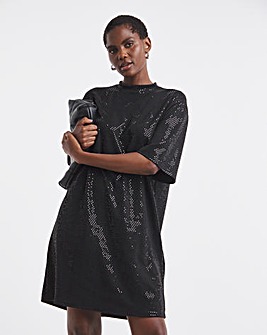 Short Sleeve Sparkle T-Shirt Dress