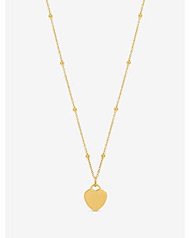 Jon Richard Gold Plated Stainless Steel Engravable Heart Ball Chain Necklace