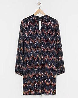 Ombre Sequin Keyhole Short Dress