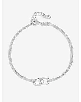 Simply Silver Sterling Silver 925 Diamond Cut Interlink Bracelet