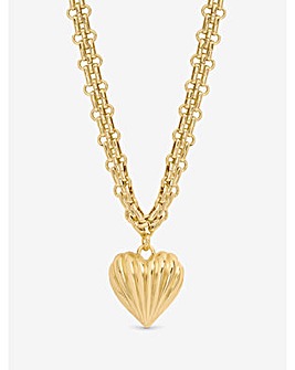 Mood Gold Ridged Heart Chunky Short Pendant