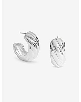 Mood Silver Polished Intertwined Hoop Earrings